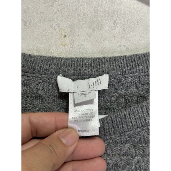 J. JILL Gray Long Sleeve Round Neck Pullover Sweater Side Buttons Capsule SMALL - Picture 4 of 9